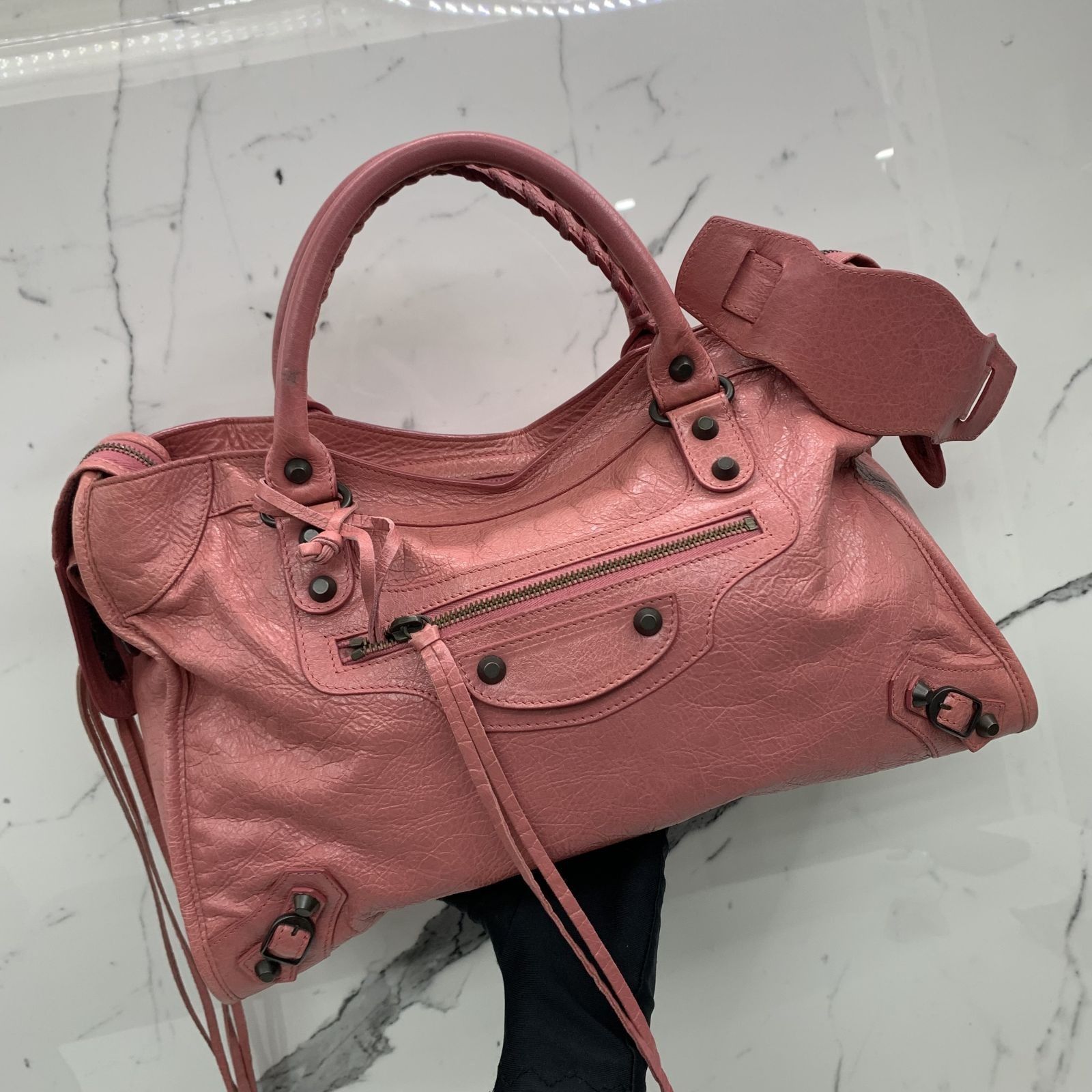 BALENCIAGA 115748 PINK THE CITY 2WAY SHOULDER BAG 247036453 WE 