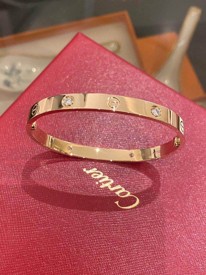 BRAND NEW 2022 CARTIER LOVE BRACELET 18K 750 ROSE GOLD WITH DIAMONDS SIZE 18 FULL SET Luxury Accessories on Carousell