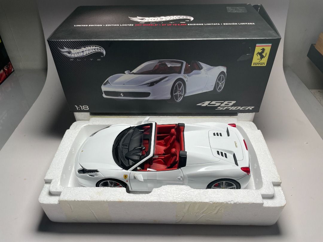 Ferrari Hot Wheels Elite - 1/18 458 Spider WHITE - Limited
