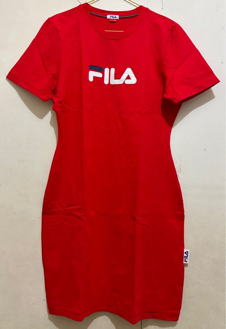FILA BODYCON DRESS RED, Fesyen Wanita, Pakaian Wanita, Gaun & Rok di  Carousell