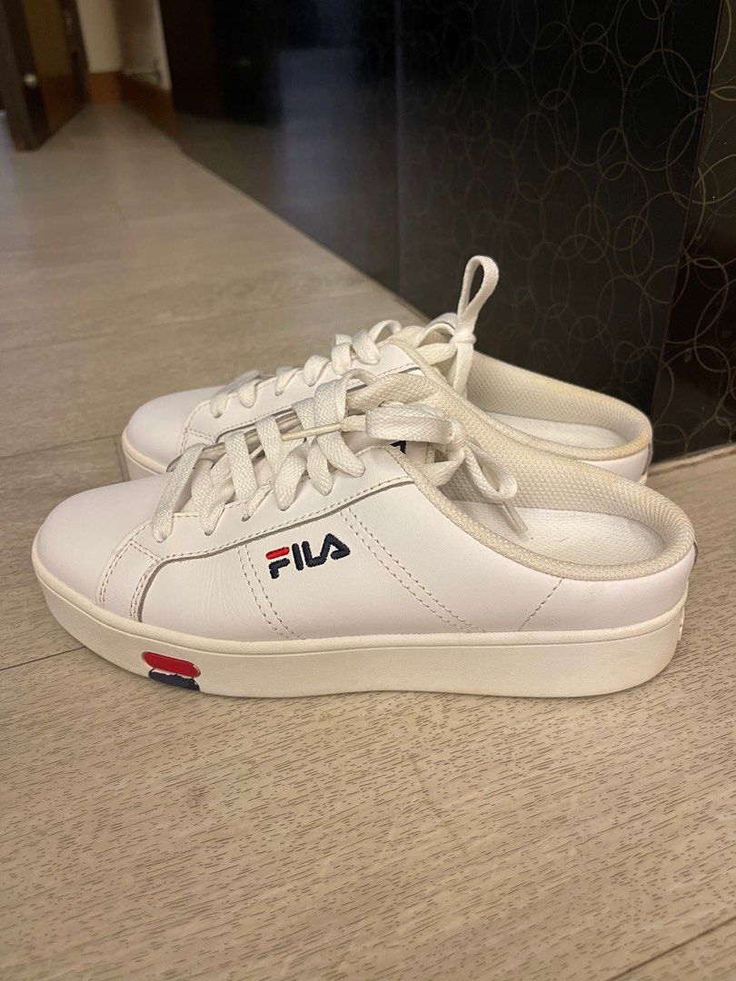 FILA Women s Retro Heightened Casual Slip On Mule Shoes White Size US6 23CM
