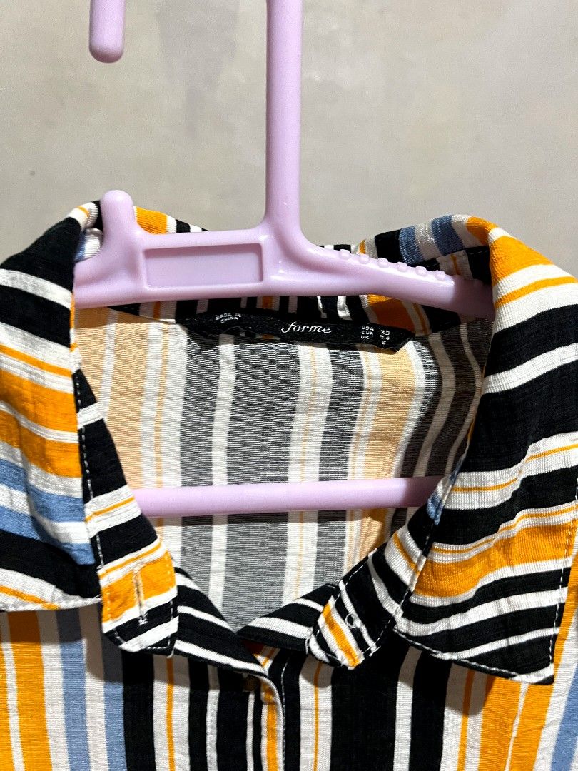Forme Office Polo Stripes Top (Category: Blouses) located in Pasig City. Submitted by rmfff (Listing ID 1318015432, Image 2). Description: xs on tag but can fit until semi med.