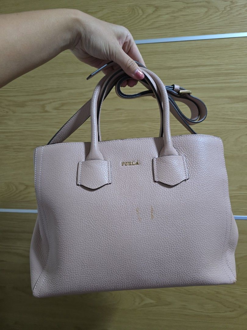 Bundle deal Furla Alba Tote handbag Medium size leather in pink beige