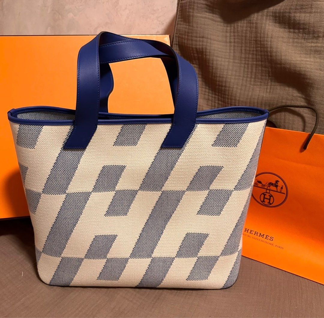 HERMES Canvas Cabas H En Biais 40 Bag, 名牌, 手袋及銀包