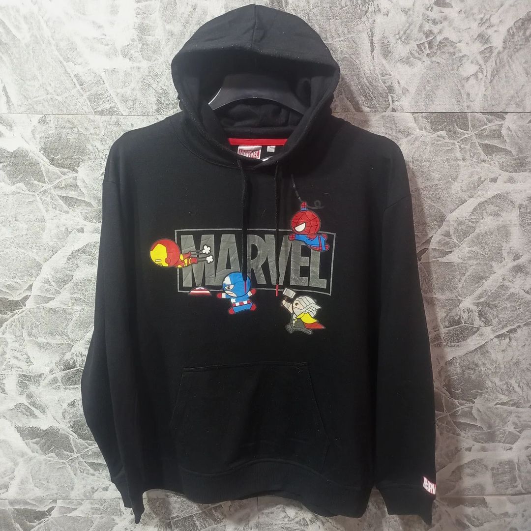 Jaket hoodie MARVEL hitam size XL casual bagus Fesyen Pria Pakaian Baju Luaran di Carousell