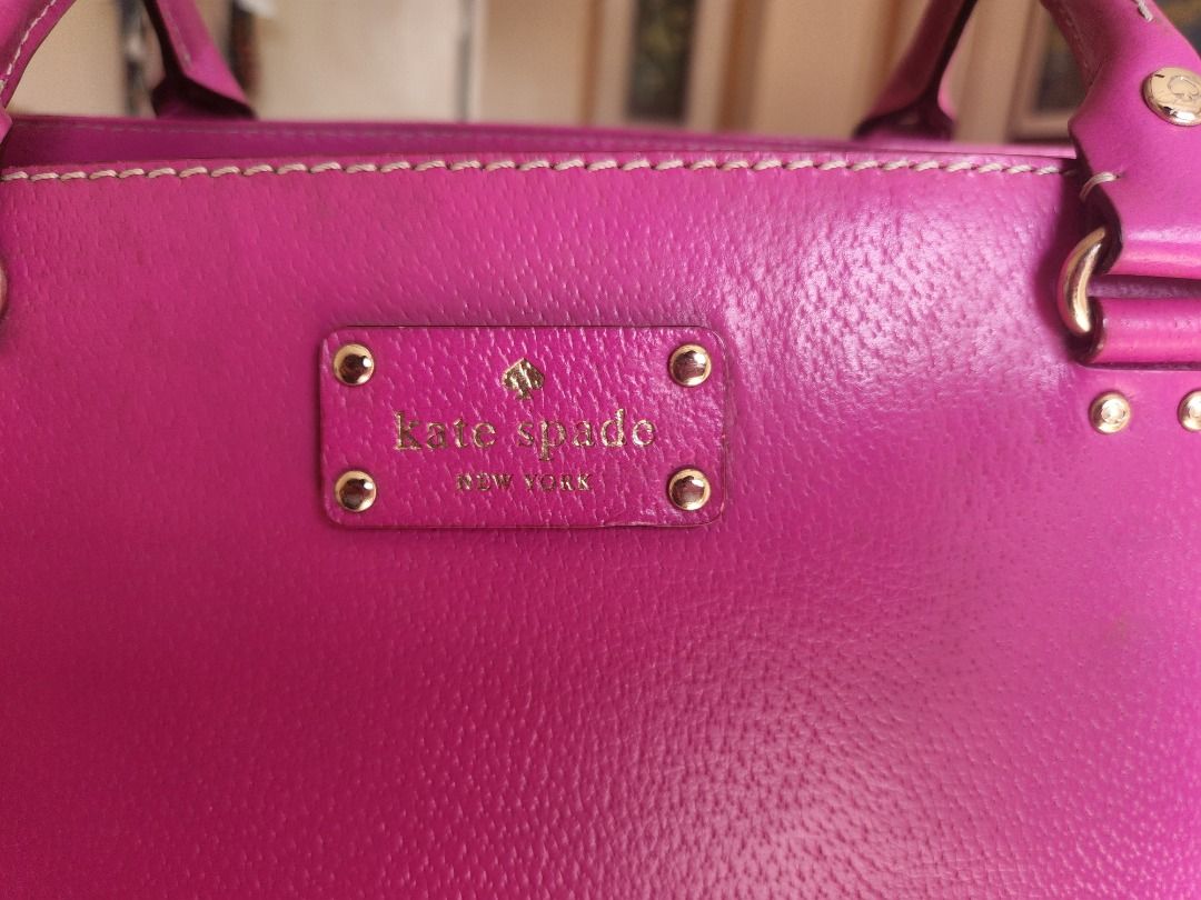 Kate Spade Wellesley Elena (Category: Luxury Bags & Wallets) located in Caloocan City. Submitted by irc5421 (Listing ID 1317889739, Image 2). Description: 100% authentic Hot pink Kate Spade Wellesley Elena bag 9.5"h x 14.5"w x 5.5"d Can fit laptop and A4 documents With storage marks (as shown in photo) Buyer to shoulder shipping fee.