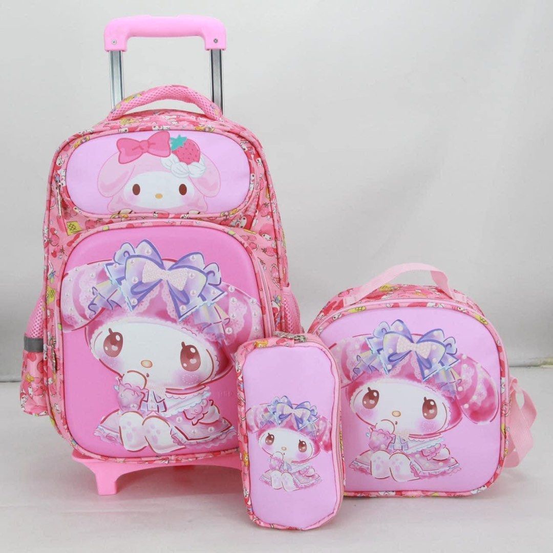 Kuromi Hello Kitty My Melody 3in1 Stroller Set 16inches Women s Fashion Bags Wallets Backpacks on Carousell
