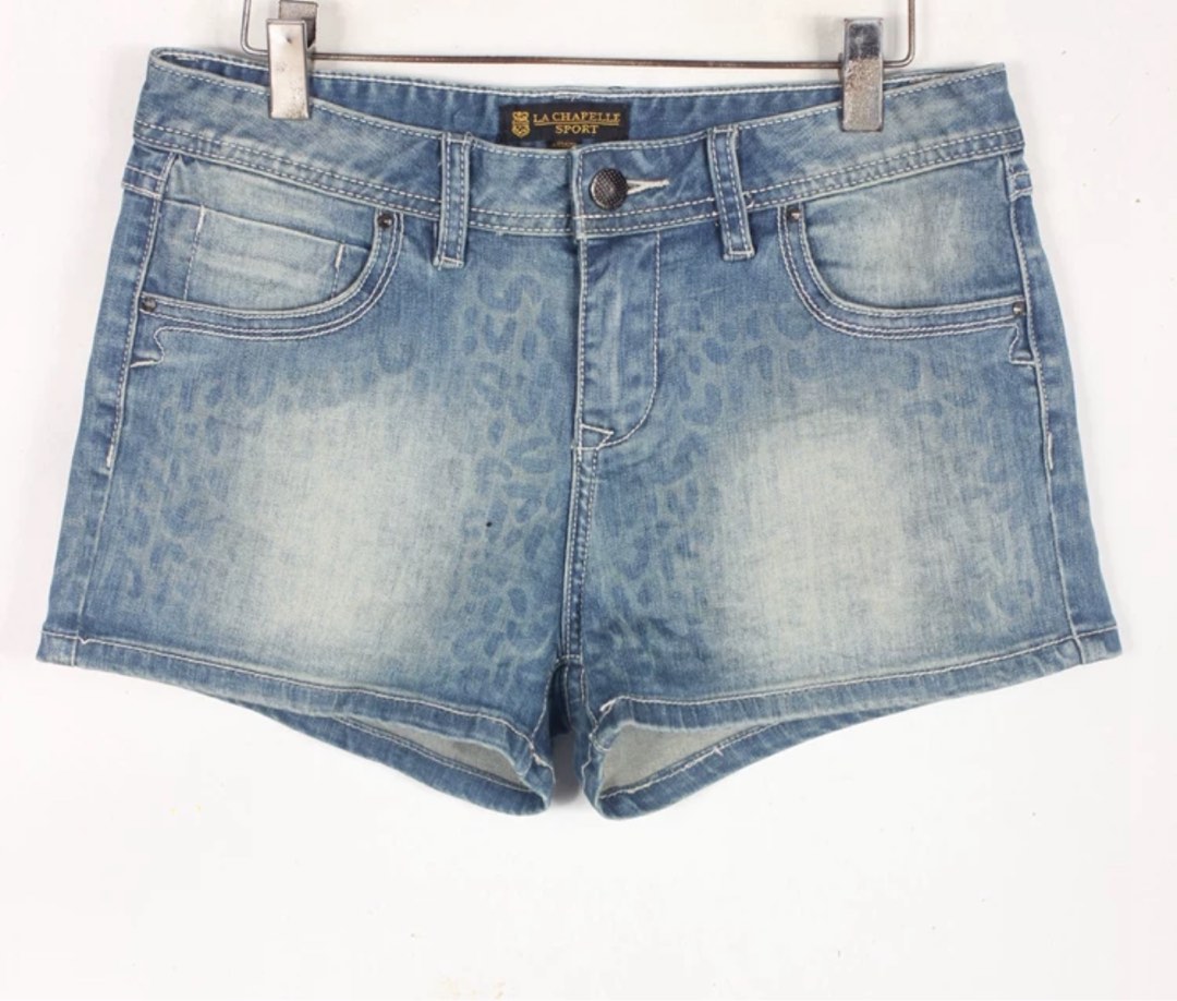 y2k leopard cheetah print denim shorts Women s Fashion Bottoms Shorts on Carousell