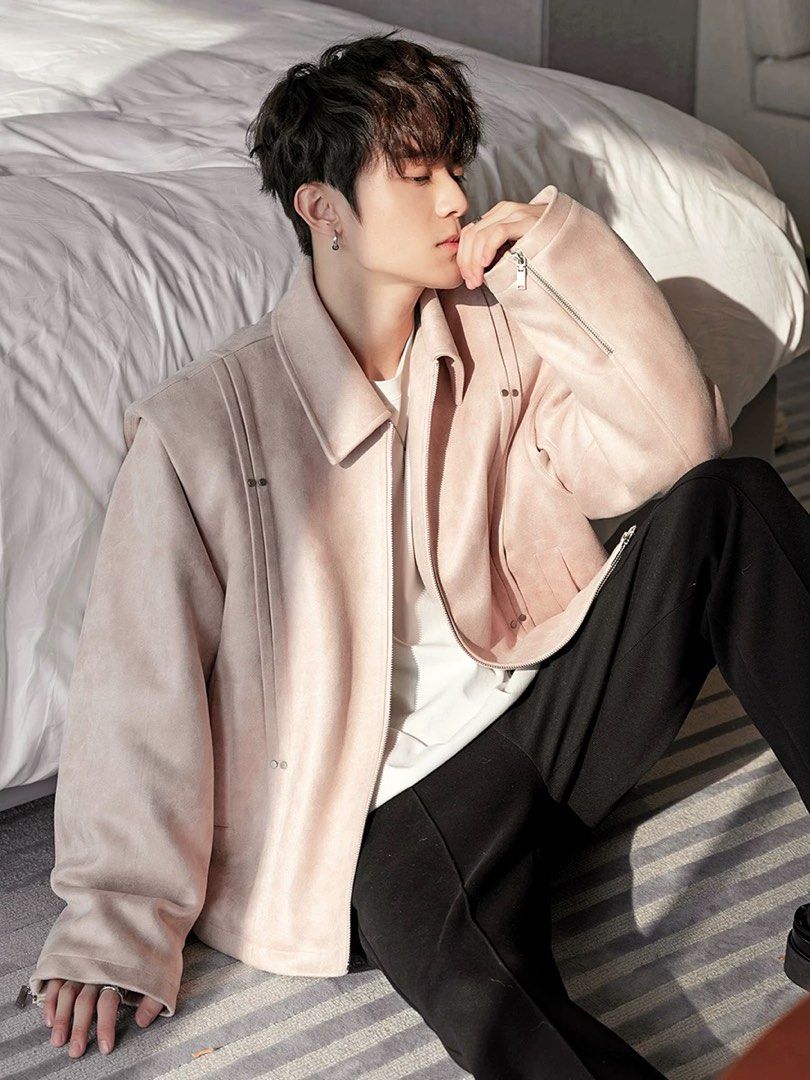 Light pink leather jacket shop
