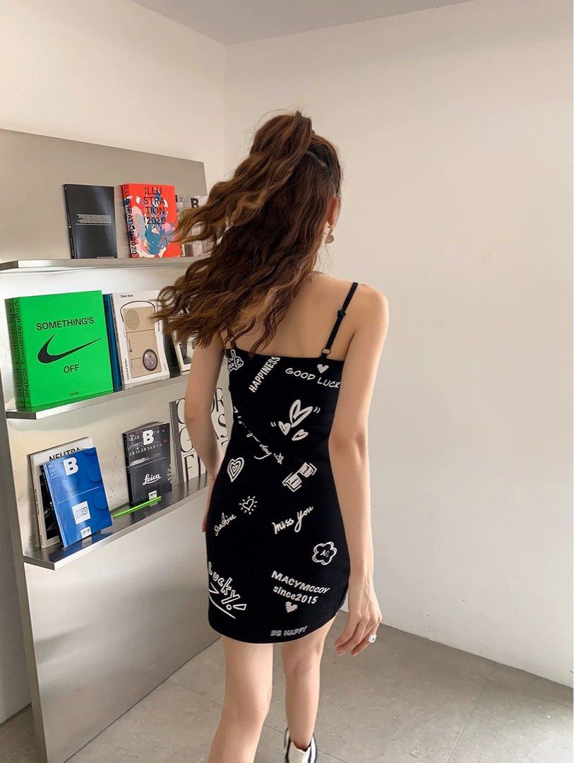 MacyMccoy black bodycon dress with white Graffiti prints, Women's Fashion, Dresses & Sets, Dresses on Carousell MacyMccoy black bodycon dress with white Graffiti prints, Women's Fashion, Dresses & Sets, Dresses on Carousell