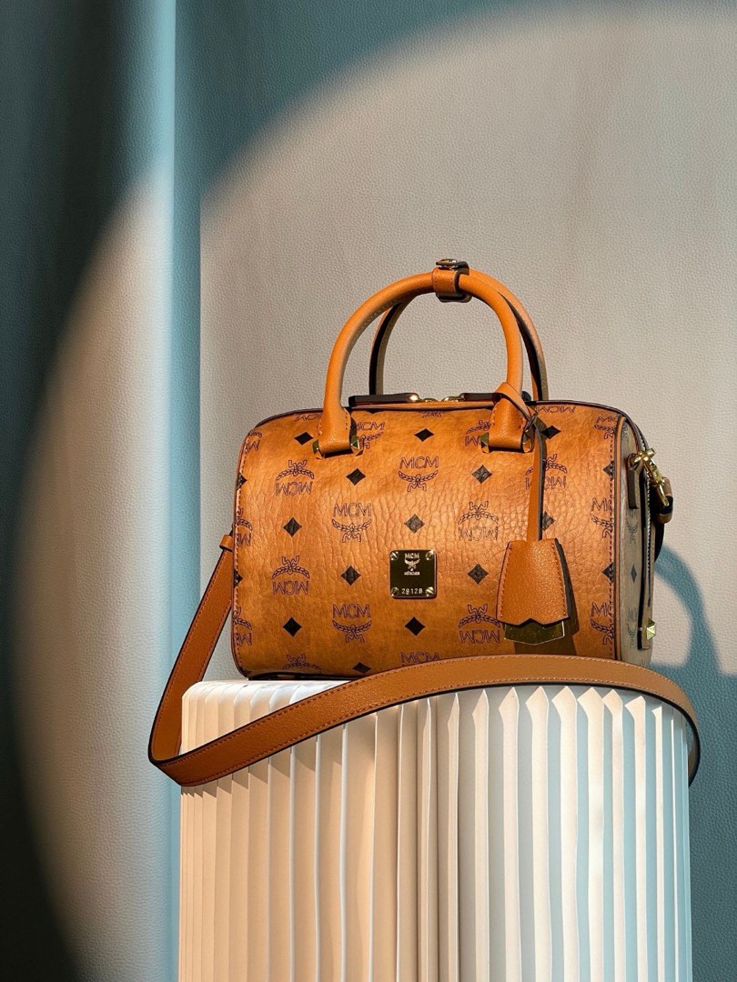 Mcm essential boston bag hot sale