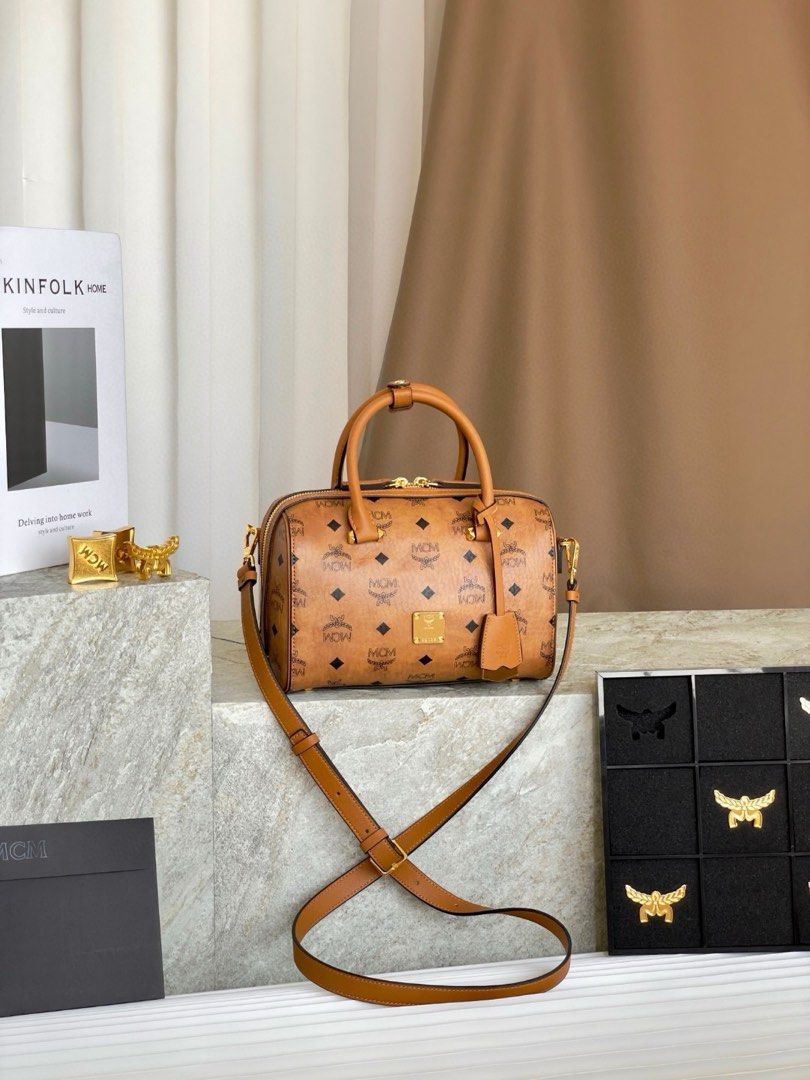 Mcm visetos Boston bag handbag shoulder bag Women s Fashion Bags Wallets Shoulder Bags on Carousell