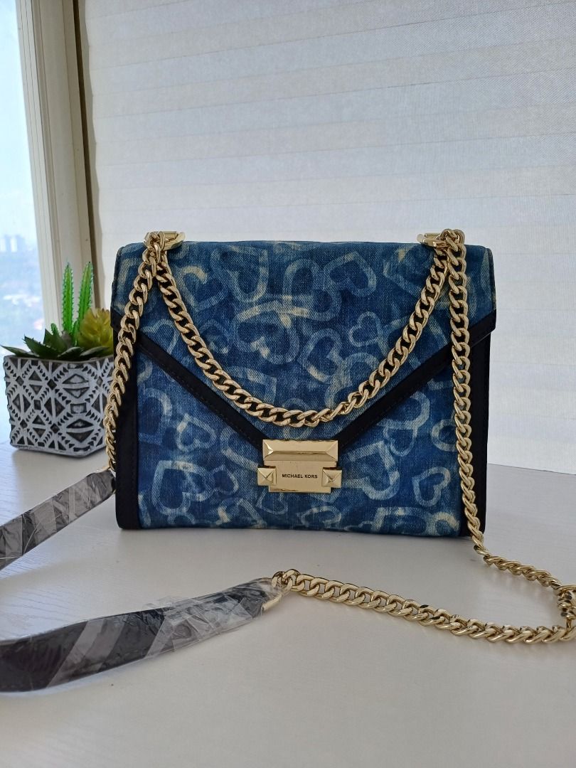 Michael Kors Whitney Chain Shoulder Bag Peace Tie dye Purse blue denim Fesyen Wanita Tas Dompet di Carousell