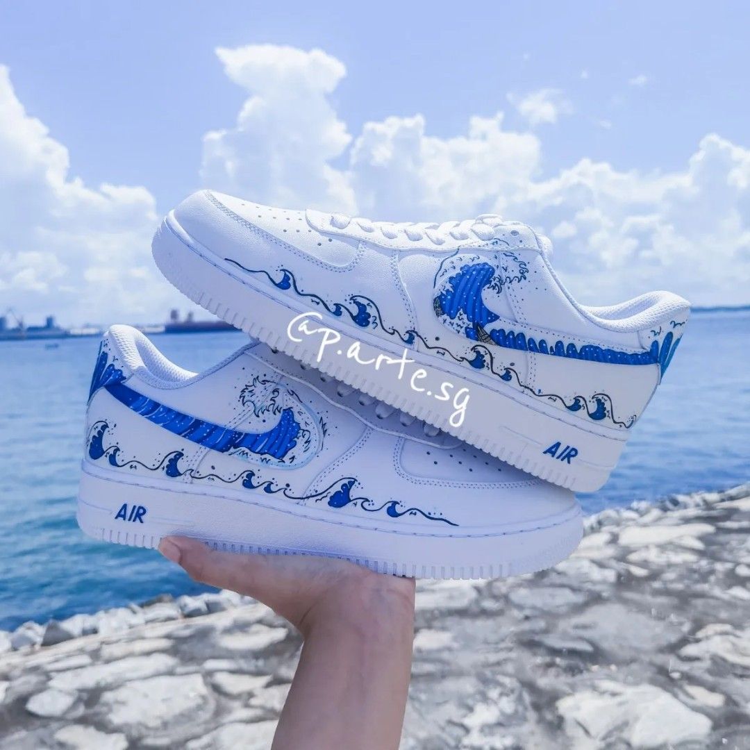 Nike air force 1 shoe customize kanagawa wave