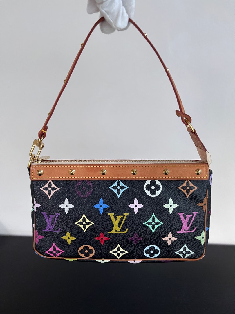 Louis Vuitton vintage Takashi Murakami black multicolor pochette Luxury Bags Wallets on Carousell