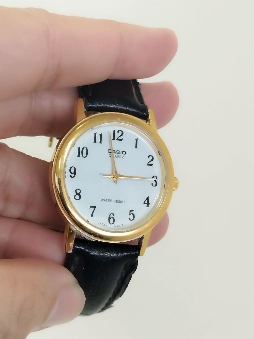 Quick Sale Casio White Dial Gold Bezel Casual Dress Watch 33mm with leather straps MTP 1095Q Retail Price 80 Men s Fashion Watches Accessories Watches on Carousell