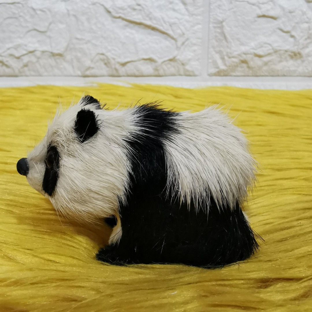 Real fur panda bear figurine (Category: Figurines & Statues) located in Kawit. Submitted by thrift_nook (Listing ID 1317891331, Image 1). Description: one eye has small scratches, as seen on last pic.