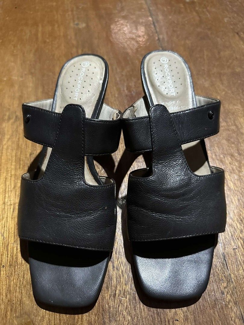 Rockport-Black Heels (Category: Heels) located in Quezon City. Submitted by offthesehands (Listing ID 1318024536, Image 1). Description: Brand: Rockport Color: black Type: leather sandals Size: 5 US Price: 650 Usage: slightly used, heels need replacement RFS: Decluttering DM if interested | Will only entertain questions related to the item.