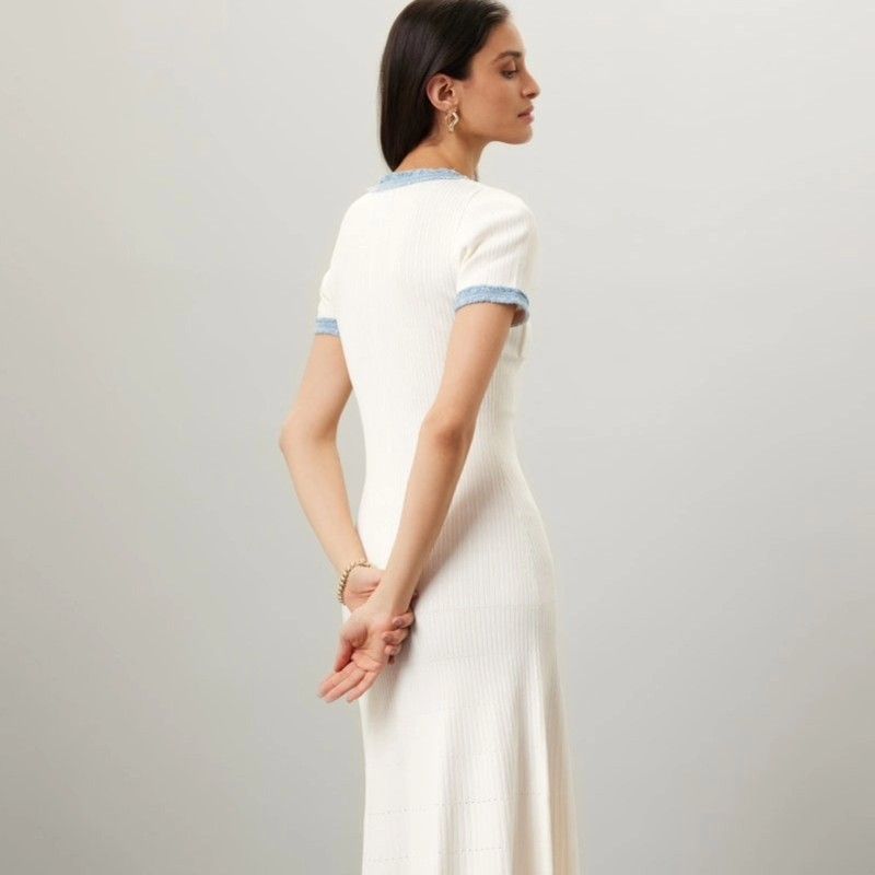 Sandro Knit and Denim Midi Dress, Women's Fashion, Dresses & Sets, Dresses  on Carousell