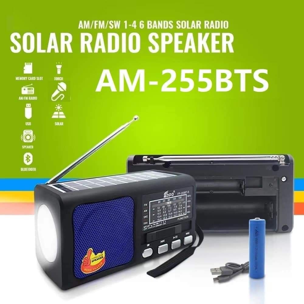 Solar Bluetooth Speaker with AM/FM/SW (Category: Soundbars, Speakers & Amplifiers) located in Mandaluyong City. Submitted by shopmla (Listing ID 1317967104, Image 2). Description: Solar Bluetooth Speaker with AM/FM/SW Php 499. 6 band Radio FP-256BT， USB/TF Card Music player With LED flashlight Blue Black Red Brown.