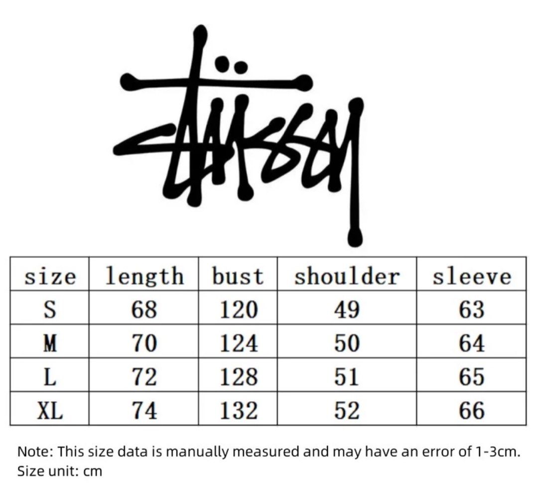 Stussy hoodie size chart cheap