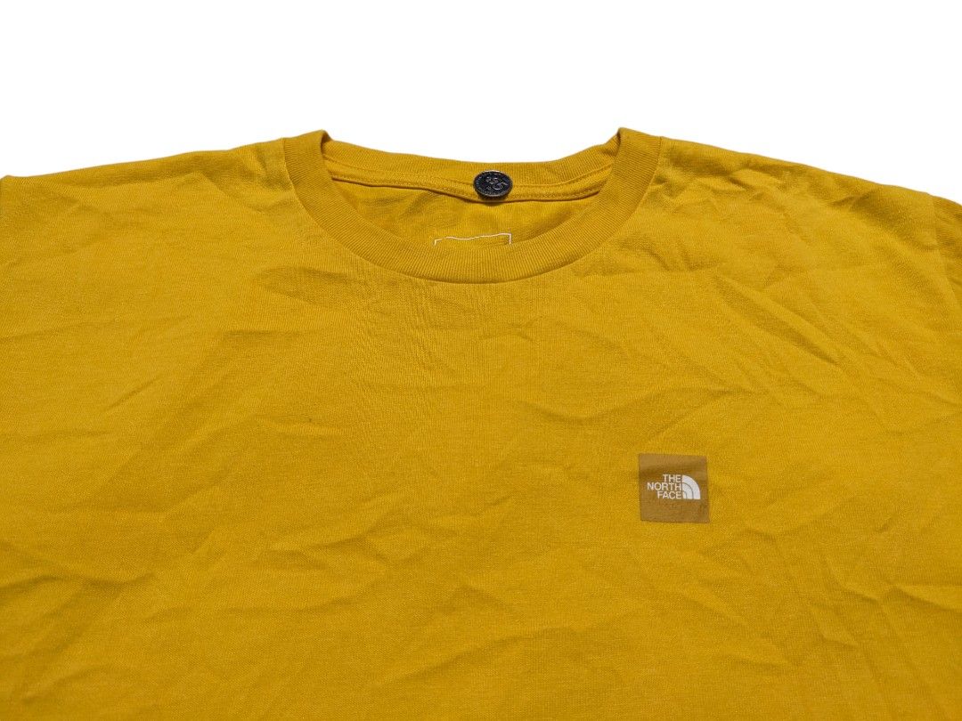 Mustard north face t shirt new arrivals