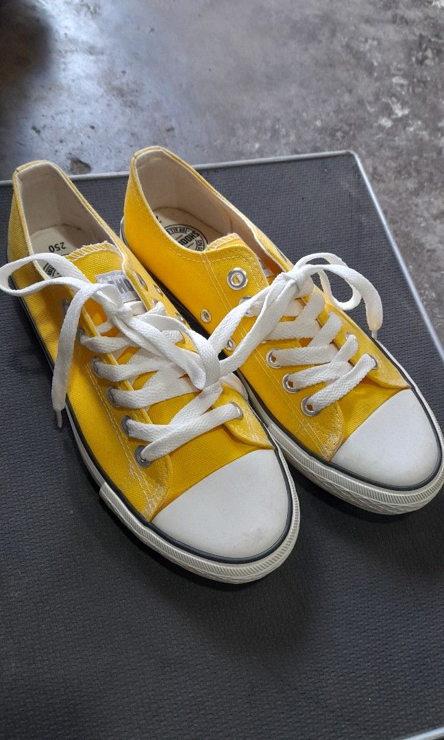 Yellow Canvas Shoes Women s Fashion Footwear Sneakers on Carousell
