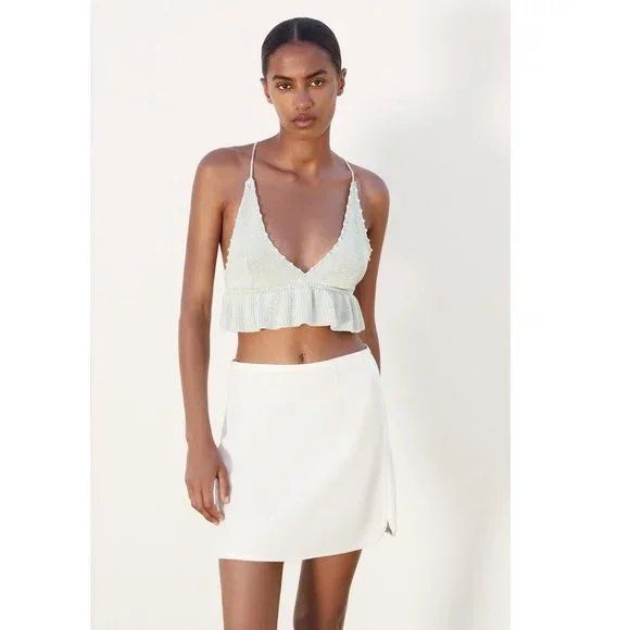Zara White High Waisted Satin Skirt Women s Fashion Bottoms Skirts on Carousell