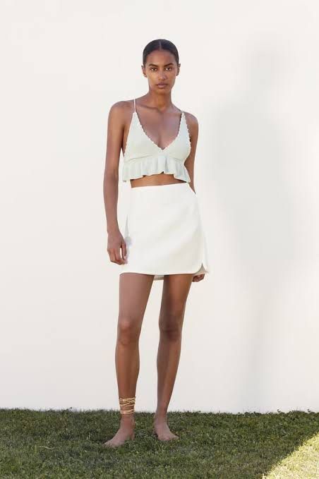 White satin skirt zara on sale