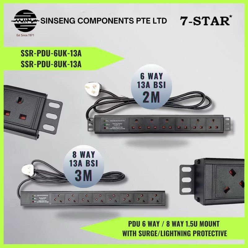 7-STAR* Server Rack PDU 6 WAY / 8 WAY 1.5U MOUNT with Surge Protector ...