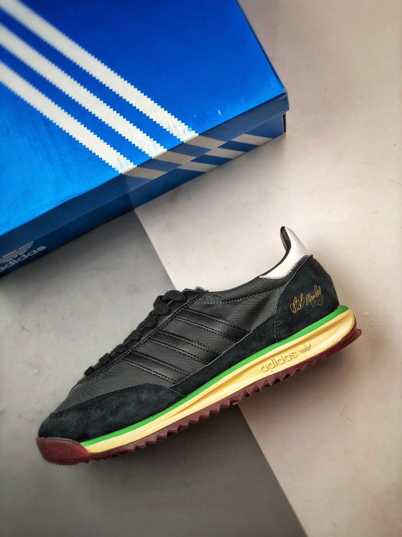 Bob Marley x adidas SL 72 Black shoes, Men's Fashion, Footwear