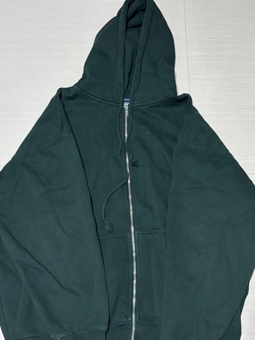 brandy melville christy carla zipped hoodie jacket dark forest green