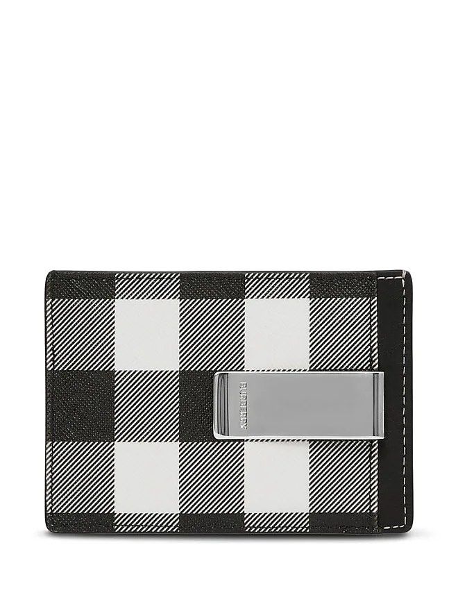 BURBERRY Exaggerated Check Card Holder with Money Clip Luxury Bags Wallets on Carousell