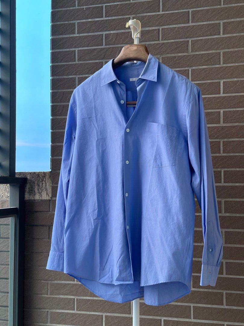 COMOLI 定番Comoli shirt sax 襯衫, 他的時尚, 上衣與西裝, 襯衫在旋轉拍賣