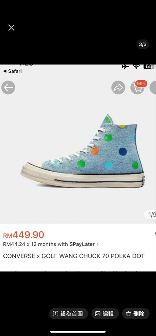 Converse Golf Le Fleur Chuck 70 Hi Polka Dot Tyler The Creator Golf Wang 170011C Size 6 39 Women s Fashion Footwear Sneakers on Carousell