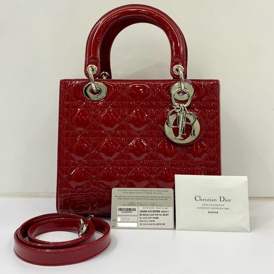 DIOR 24CM MEDIUM SHW ZIP TYPE LADY DIOR PATENT 2WAY SHOULDER BAG 247045400
