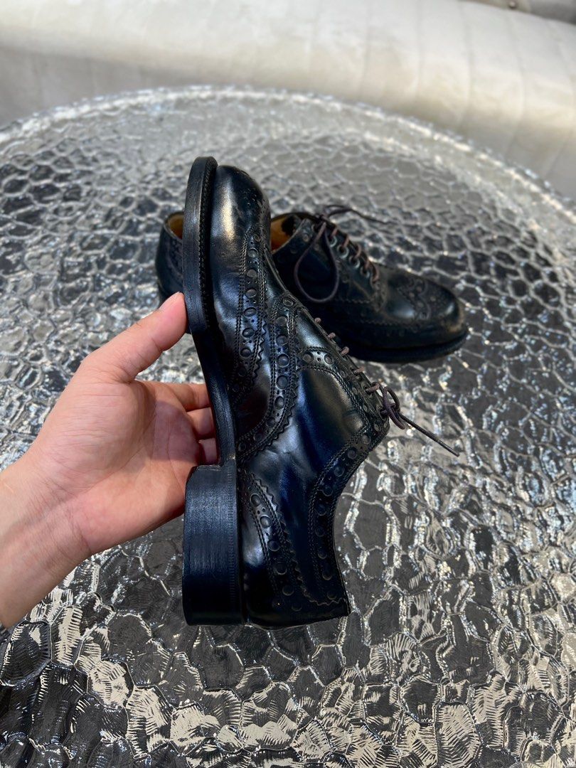 Fast Deal Rare Cole Haan Werner Shoes 10D Hand Made in Italy Black Wingtip Brogues
