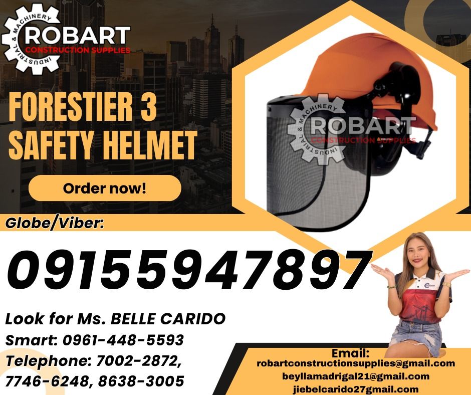 Forestier 3 Safety Helmet (Category: Construction Tools & Equipment) located in Manila. Submitted by bellarobart (Listing ID 1322765914, Image 1). Description: Forestier 3 Safety Helmet Brand: Deltaplus 𝑹𝑶𝑩𝑨𝑹𝑻 𝑪𝑶𝑵𝑺𝑻𝑹𝑼𝑪𝑻𝑰𝑶𝑵 𝑺𝑼𝑷𝑷𝑳𝑰𝑬𝑺 Office Address: 1405 Yuseco St. Sta Cruz Manila SEND US MESSAGE FOR INQUIRIES ‼️ ‼️ Glb/Vibr: 0915-594-7897 Smrt: 0961-448-5593 Landline: (7746-6248 / 7002-2872) 𝓛𝓞𝓞𝓚 𝓕𝓞𝓡 𝓑𝓔𝓛𝓛𝓔 🔵 