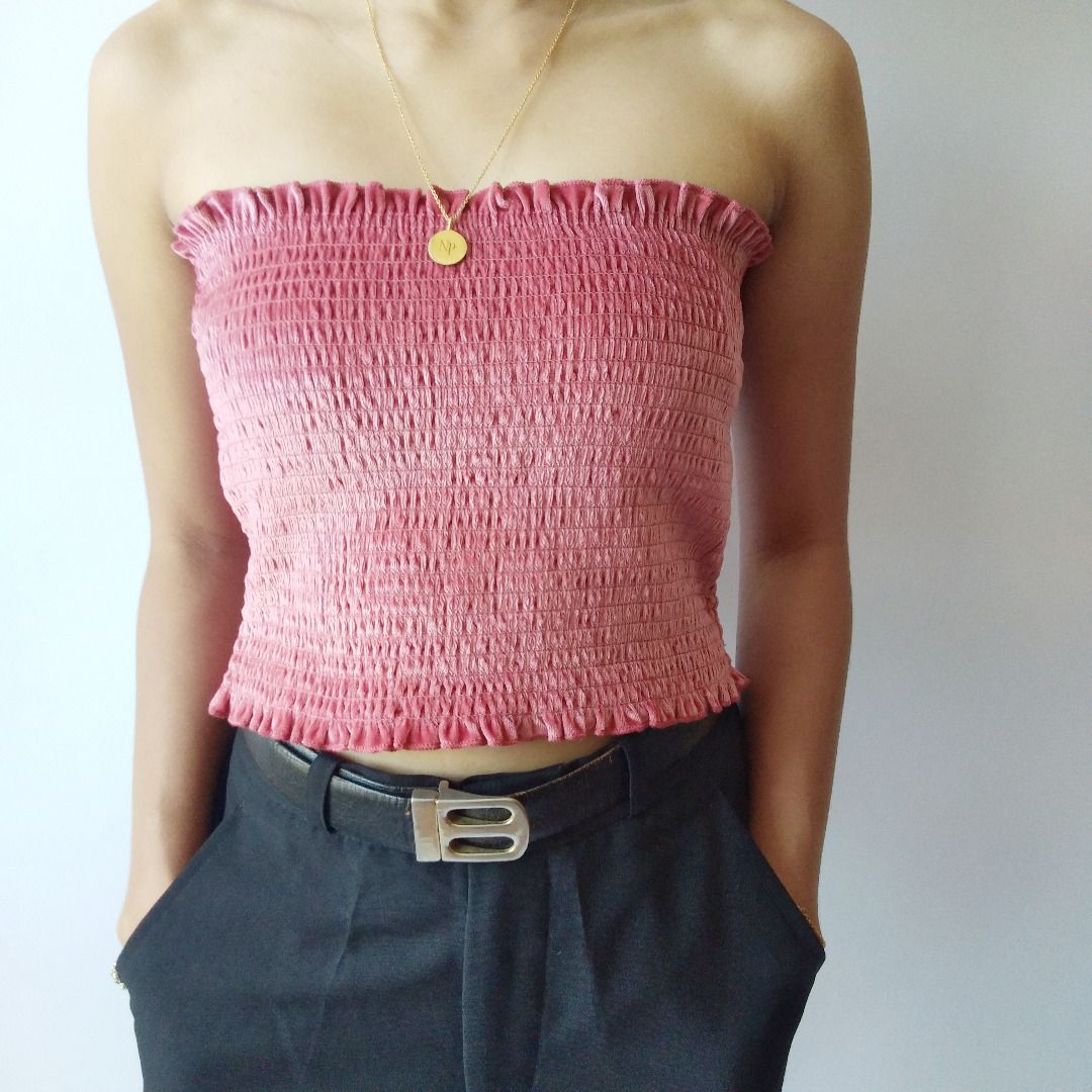 Smocked tube top hollister cheap