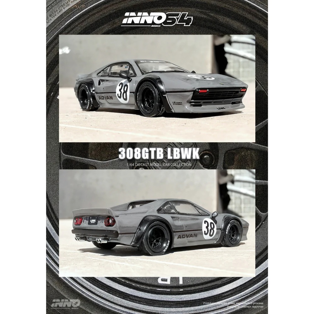 INNO64 1/64 Scale LBWK 308 GTB Grey Die-cast Car IN64-LBWK308-GREY ...