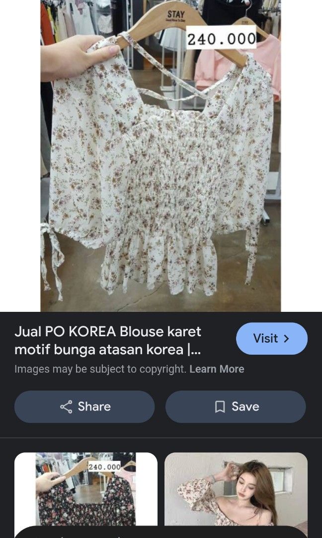 Korean smocked floral too (Category: Blouses) located in Taguig. Submitted by rarestore_ph (Listing ID 1322887437, Image 2). Description: like new free size.