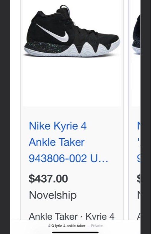 CLEARING Kyrie 4 Black Ankle Taker