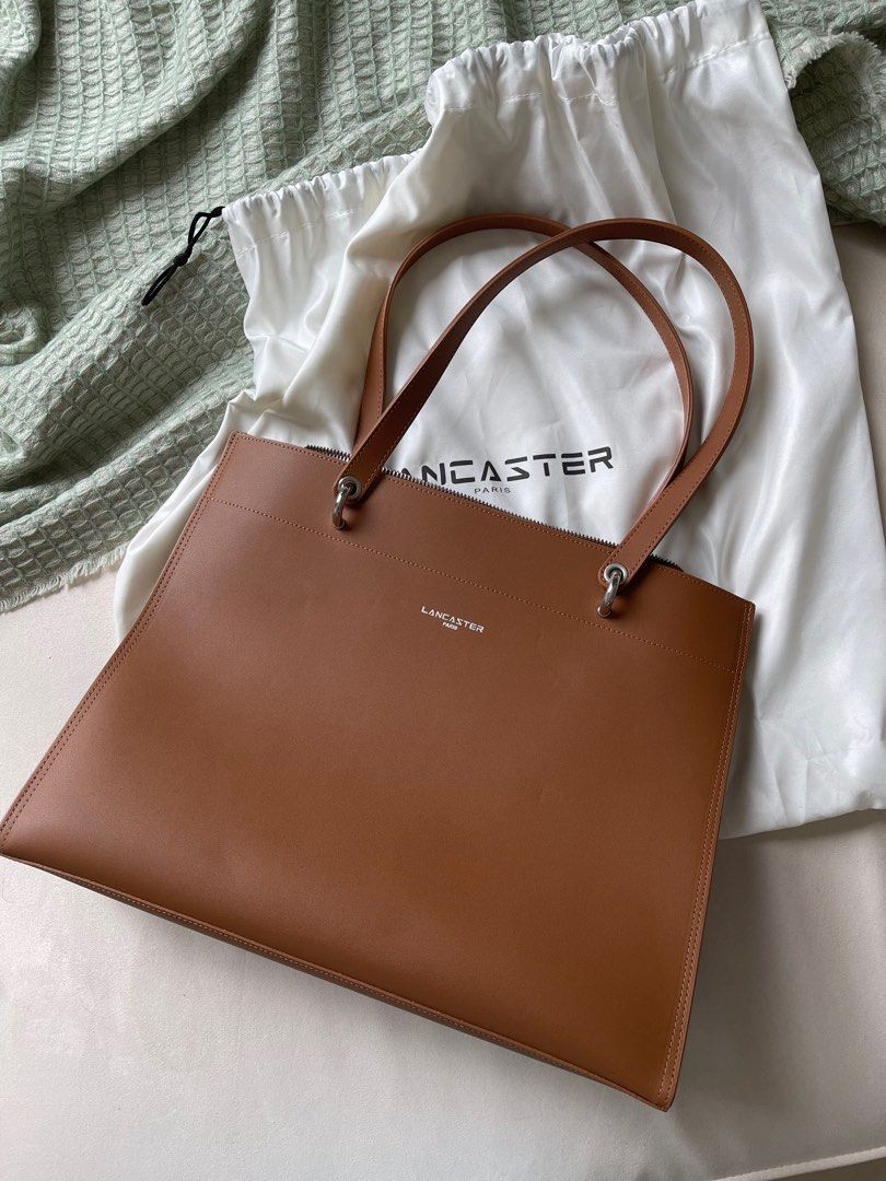 Lancaster Paris real leather tote bag fit up to 15” laptop