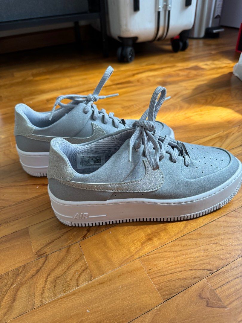 Nike Air Force 1 Sage Low Lx Metallic Silver white Women s Fashion Footwear Sneakers on Carousell