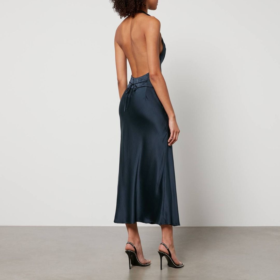 knee length dresses for ladies Satin Drape Back Bias Dress – Mi Jong Lee main image 0