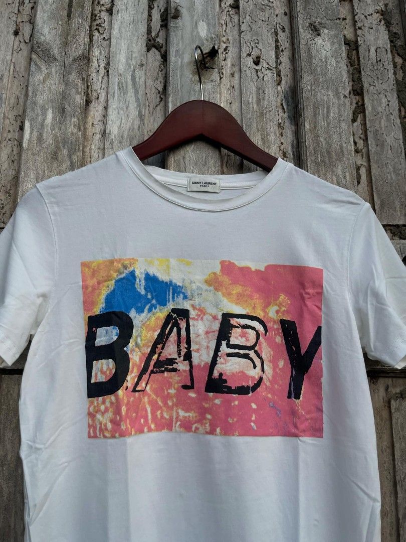 Saint Laurent Paris X Hedi Slimane Baby Graphic Tee Women s Fashion Tops Shirts on Carousell