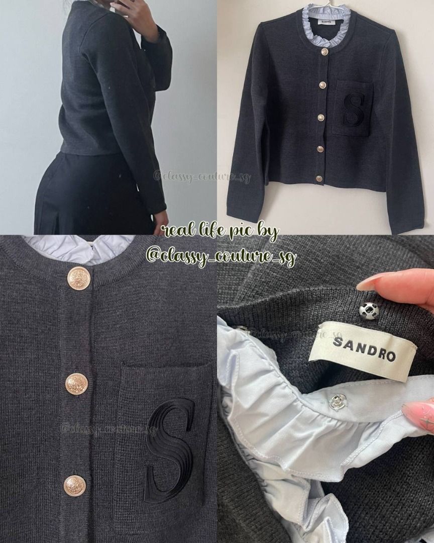 Sandro Ruffled High Neck Cardigan Wool Blend Coatigan with removable collar Women s Fashion Coats Jackets and Outerwear on Carousell