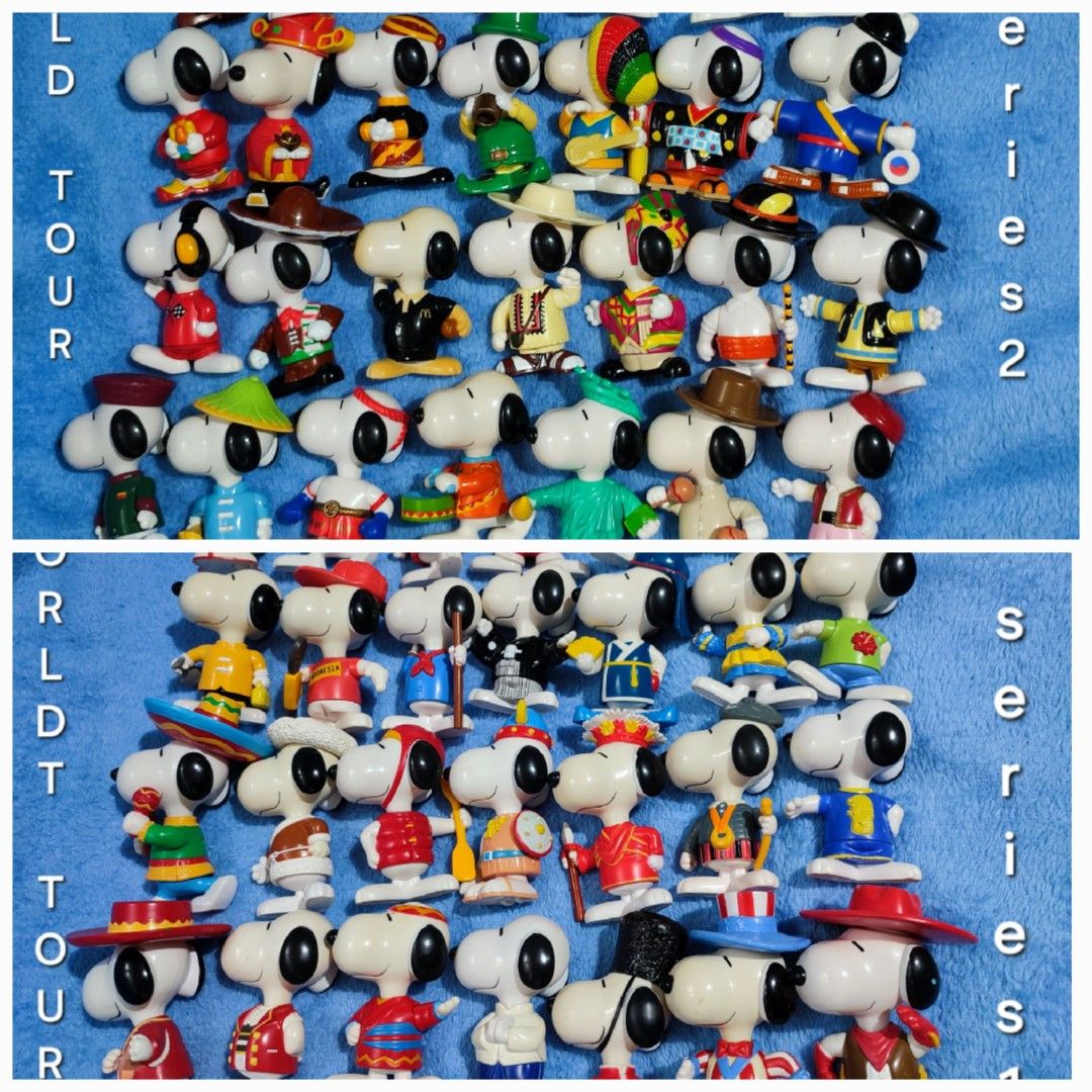 SNOOPY World Tour Complete Series 1 & 2 sets (Category: Caps & Hats) located in Baguio. Submitted by abigailmyra (Listing ID 1322829489, Image 1). Description: PHP 1250 per set of 28 pcs series 1- 3 hats missing Australia, Canada, Italy series 2- 1 hat missing Trinidad mostly of good color by UFS sold per piece also available in the list loc: Baguio-CAR.
