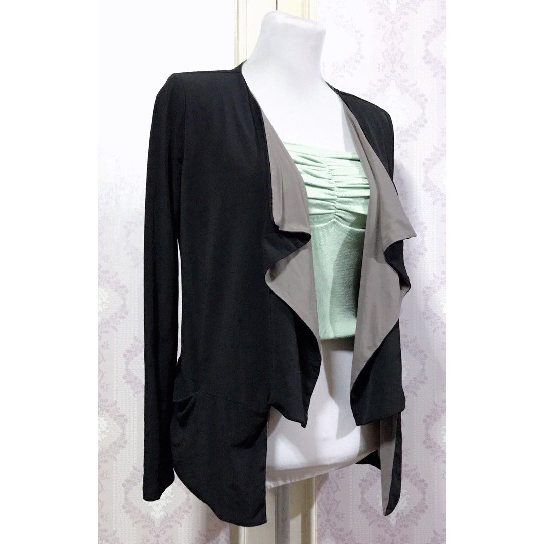 Two Tone Black Tan Long Sleeves Cardigan Women s Fashion Coats Jackets and Outerwear on Carousell