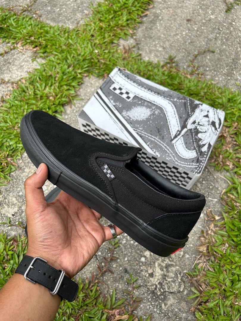 Vans Slip On Pro Triple Black Men s Fashion Footwear Sneakers on Carousell